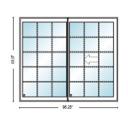 PELLA LIFESTYLE SERIES CONTEMPORARY 2 PANEL 95.25" X 81.5" ADVANCED LOW-E INSULATING TEMPERED ARGON FILL GLASS ASSEMBLED SLIDING/GLIDING PATIO DOOR GRILLES/SCREEN OPTIONS